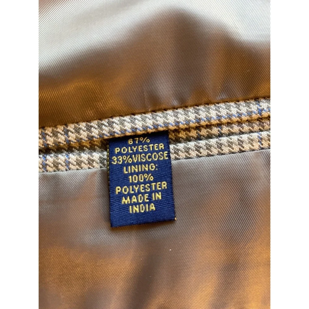 Macy's Club Room Brown Tan Houndstooth Sport Coat Blazer 42R